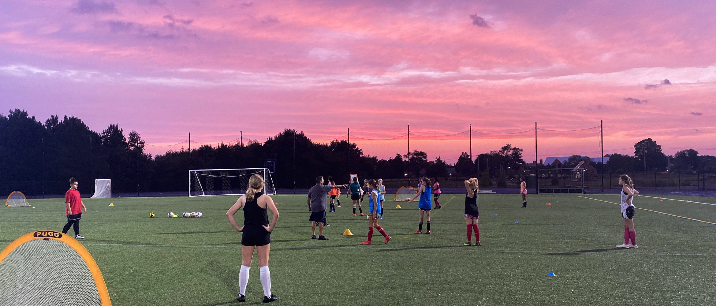 Soccer with Pink Sunset